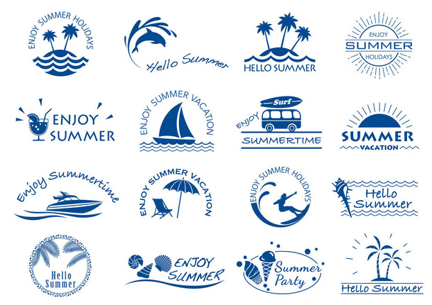 Conjunto de iconos de símbolo de verano vectorial aislado sobre un fondo blanco. - Vector, Imagen