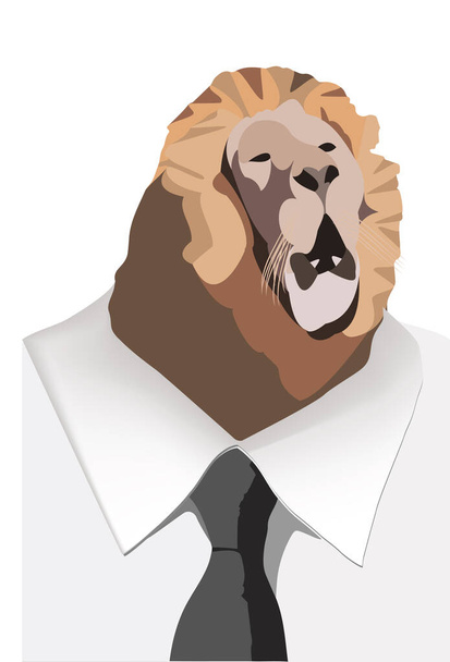 Distinguished person with shirt tie character from lion - Vector, Image