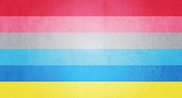 Oryginalna wersja banera flagi Genderflux Pride Flag nad grunge texture background - Zdjęcie, obraz