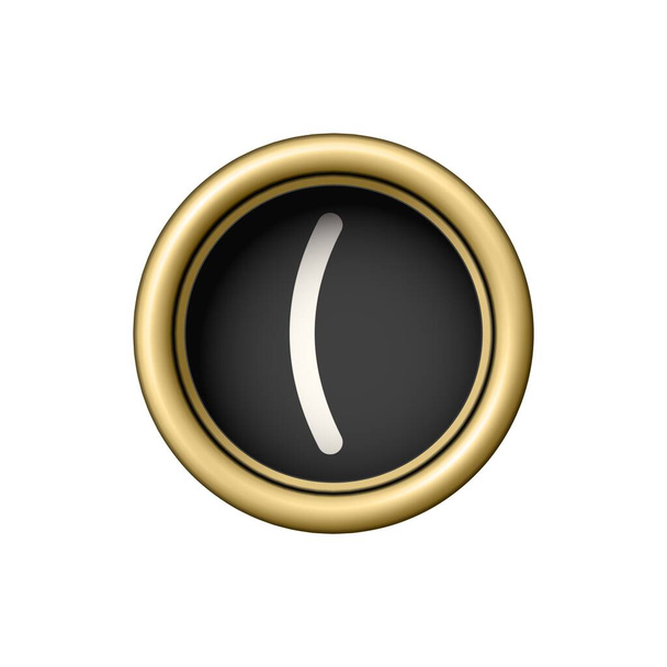 Bracket symbol. Vintage golden typewriter button isolated on white background. Graphic design element for scrapbooking, sticker, web site, symbol, icon. Vector illustration. - Vektor, Bild