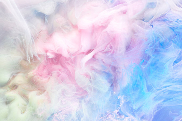 Multicolored abstract smoke background. Mix alcohol ink, creative liquid art mock-up with copy space. Acrylic paint waves underwater - Foto, afbeelding