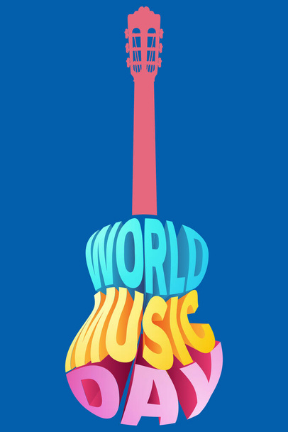 world music day design - guitar shape illustration - Foto, Imagen