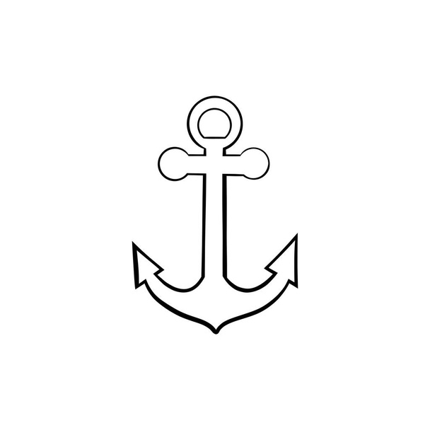 Schiffsanker oder Bootsanker flaches Symbol für Apps und Webseiten Handgezeichnete Vektorillustration - Vektor, Bild
