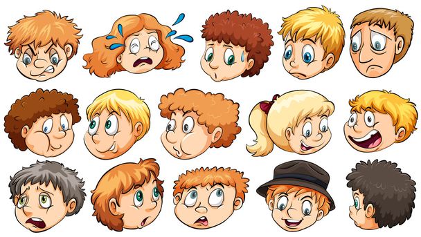 Set of facial expressions - Vector, Image