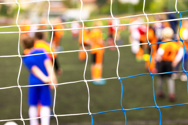 Soccer net sport close-up. Closeup of football netting knot - Foto, Bild