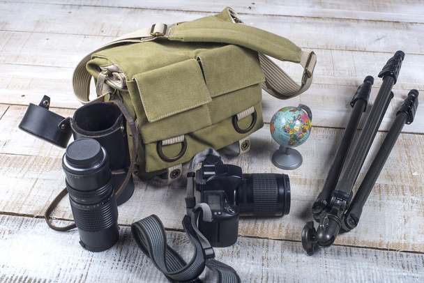 photographer camera bag and tripod - Photo, Image