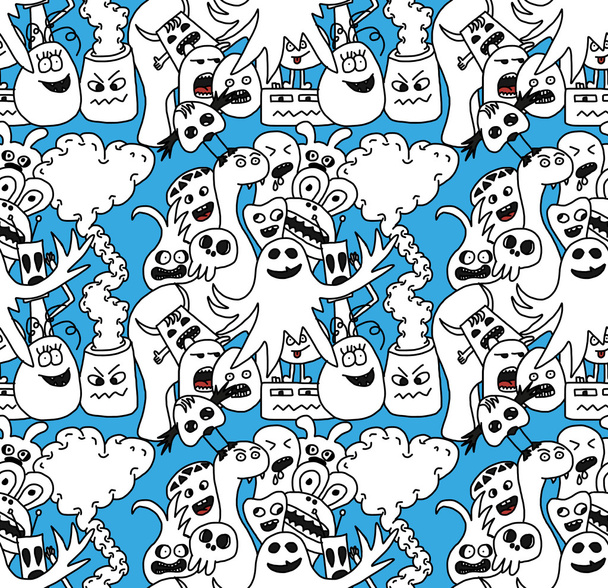 Funny monsters seamless vector pattern - Vector, Image
