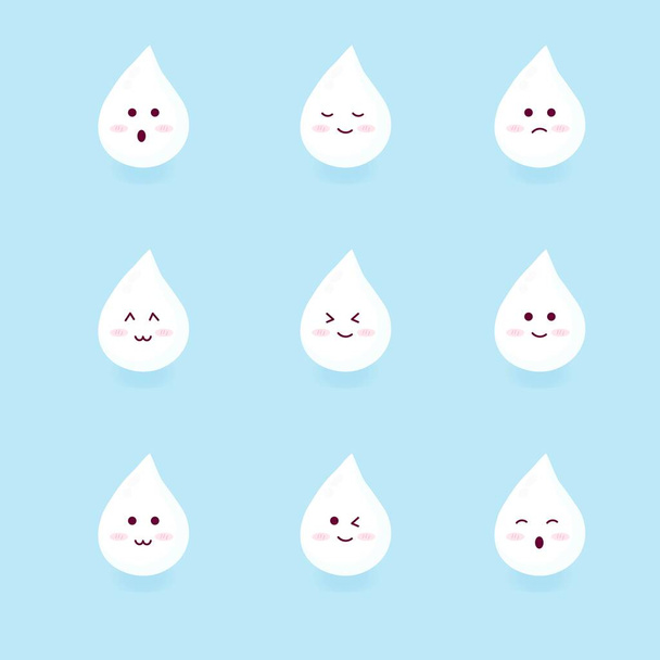  Cute happy smiling milk drop  set collection - Вектор,изображение