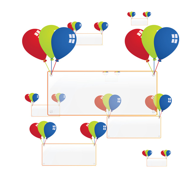 Vector transparent empty board with color balloons - Vector, Image