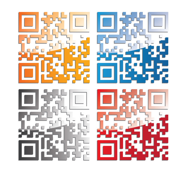 Vector color QR code symbol set - ベクター画像