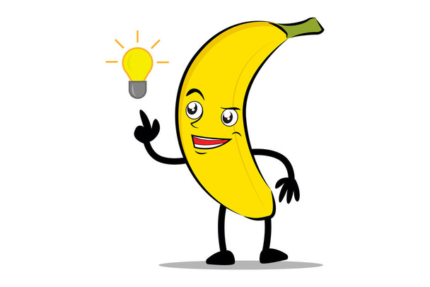 Banana mascote dos desenhos animados ou personagem encontrou uma grande ideia - Vetor, Imagem
