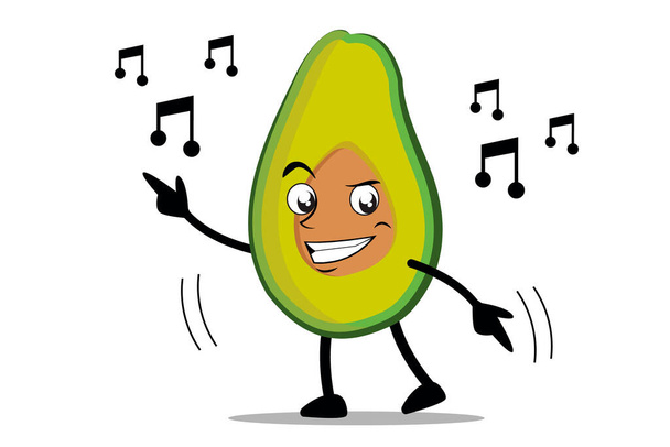 Avocado Cartoon mascot or character dances to his favorite music - Vektori, kuva