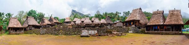traditionele rieten dak dorp van luba in Florida eiland, Indonesië - Foto, afbeelding