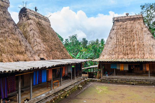 tradicional aldeia telhado de palha de luba na ilha de flores, indonésia - Foto, Imagem