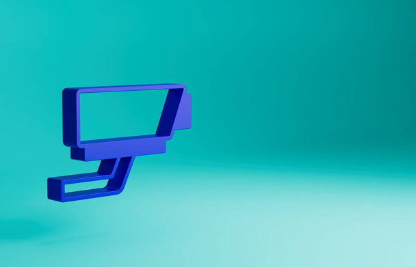 Blue Security camera icon isolated on blue background. Minimalism concept. 3D render illustration. - Photo, Image