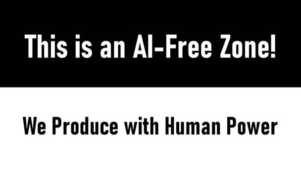 Mensagem que expressa oposição à inteligência artificial "Esta é uma Zona Livre de IA!" Ilustração - Foto, Imagem
