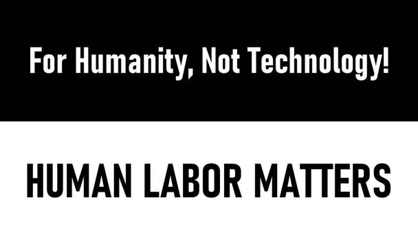 Üzenet, amely kifejezi az ellenállást a mesterséges intelligencia "Emberi munka ügyek" illusztráció - Fotó, kép