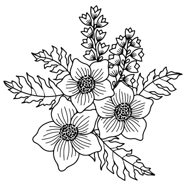 Vector beautiful flower for coloring book or page. Isolated flower - Vektor, obrázek