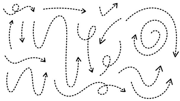 Strzałki w różnych kierunkach ręcznie pisany zestaw kaligraficzny, ręcznie rysowane elementy konstrukcyjne, płaski nowoczesny design izolowany na białym tle, wektor ilustracji EPS 10 - Wektor, obraz