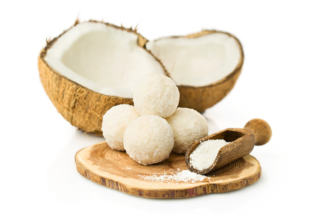 cukroví kokosové vločky a čerstvý kokos  - Fotografie, Obrázek