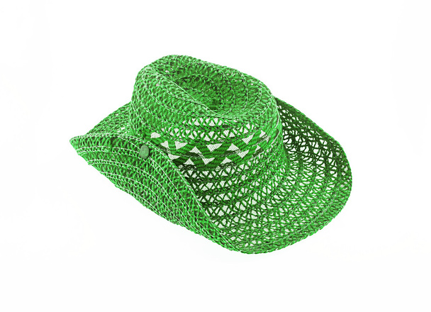 hat isolated on white background, cowboy hat green color - Photo, Image