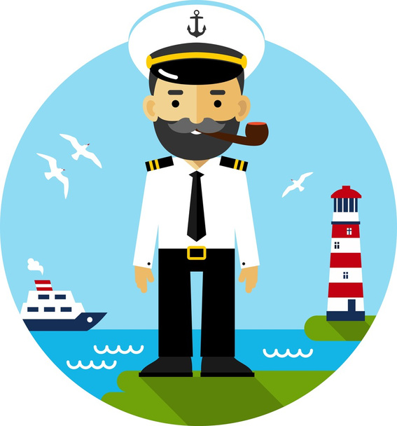 Capitán de barco en uniforme
 - Vector, Imagen