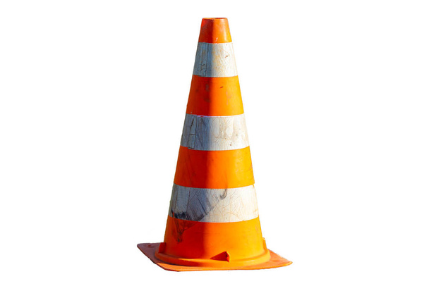 Traditional cone for traffic control. isolated on white background - Photo, Image