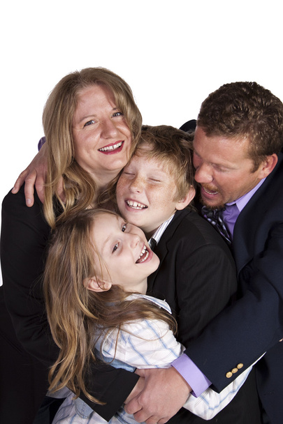 Cute Family Posing on White Background - Foto, Bild