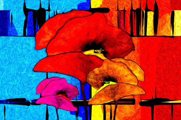 Absztrakt olajfestmény virág - Fotó, kép