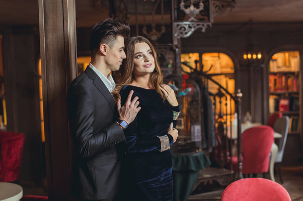 Sexual passionate couple in elegant evening dresses. Luxurious interior. Fashion shot. - Fotografie, Obrázek
