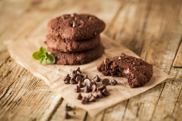 dubbele chocolade chip cookies - Foto, afbeelding