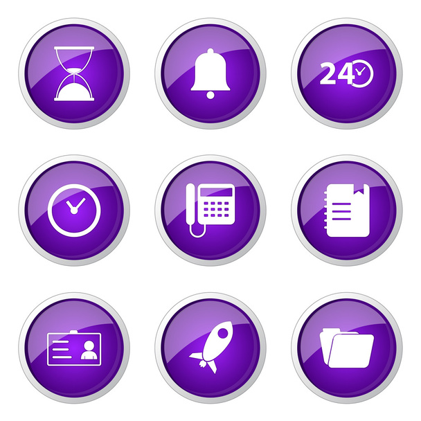 Time Duration Violet Vector Button Icon Design Set - Wektor, obraz
