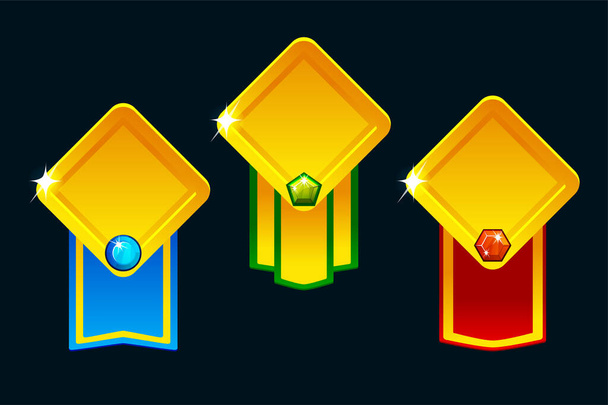 Rewards bonus UI icons in rhombus shape. Level up icon.Element for mobile game or web apps. Graphical 2D element for UI and GUI. Similar JPG copy - Photo, image