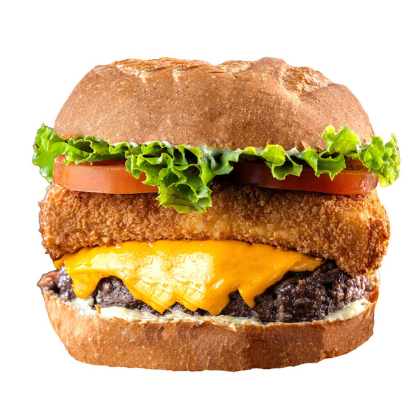 Delicious burger isolated on white background - Photo, Image