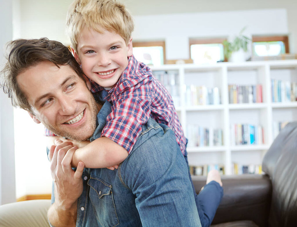 The love between a father and son. a young father and son spending time together at home - Photo, Image