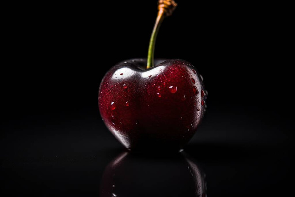 Cherry on a dark background, Fresh tasty fruit. High-quality photo - Φωτογραφία, εικόνα