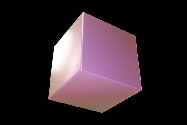 Forma olográfica 3d. Cubo de color perla. Forma geométrica. Geométrico primitivo. renderizado 3d. - Foto, imagen