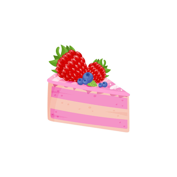 Flat Vector Illustration of Raspberry Pie with Freshly Sicked Bobule - Vektor, obrázek