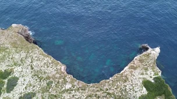 Breathtaking aerial sunset view of the Historical rocky limestone Tsichli-Baba island south of Sphacteria where is the erected monument to the French fallen sailors in the Battle of Navarino - Footage, Video