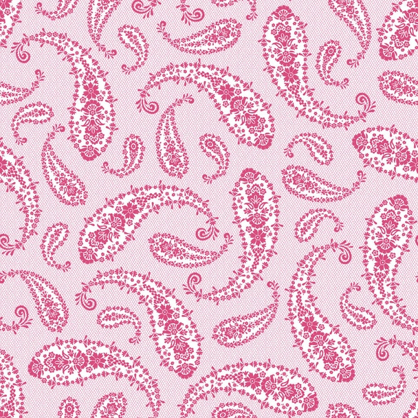 Paisley seamless pattern in beautiful lace fabric, - Διάνυσμα, εικόνα