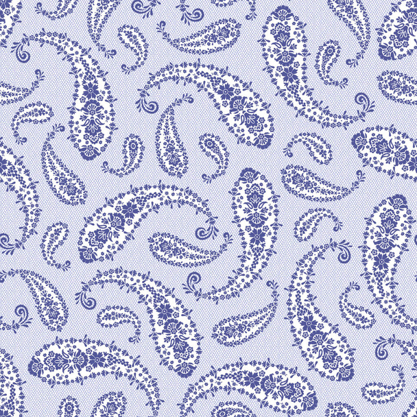 Paisley seamless pattern in beautiful lace fabric, - ベクター画像