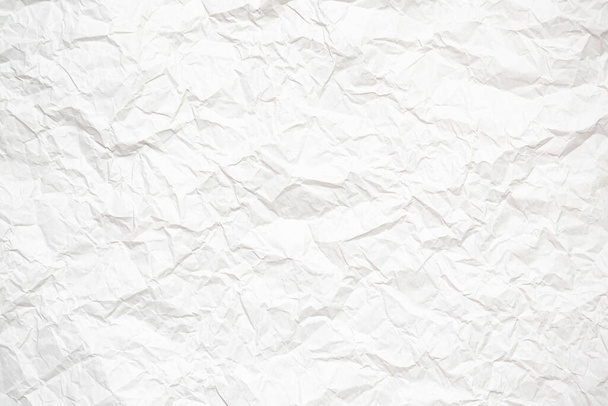 Top view texture of old dirty crumpled white kraft paper closeup horizontal format background. - Фото, изображение
