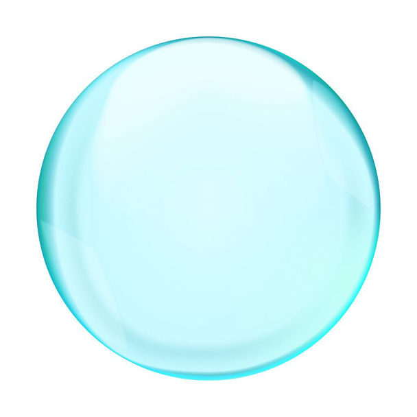 Blue translucent light round bubble or sphere with glares, shadow and transparency, isolated on white background. Vector illustration - Vektor, obrázek