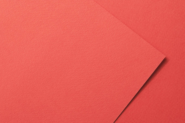 Rough kraft paper pieces background, geometric monochrome paper texture red color. Mockup with copy space for text - Foto, imagen