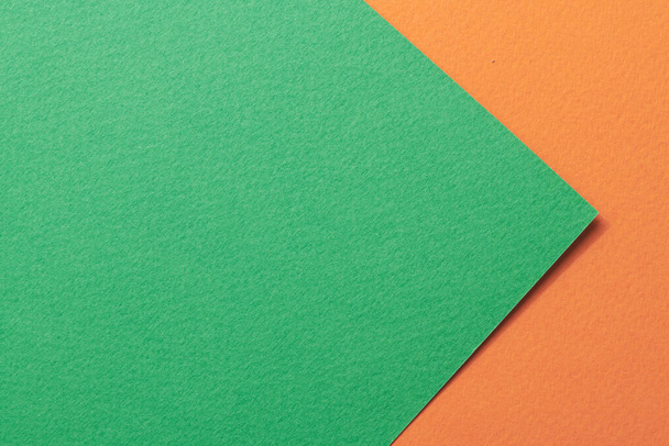 Rough kraft paper background, paper texture orange green colors. Mockup with copy space for text - Fotoğraf, Görsel