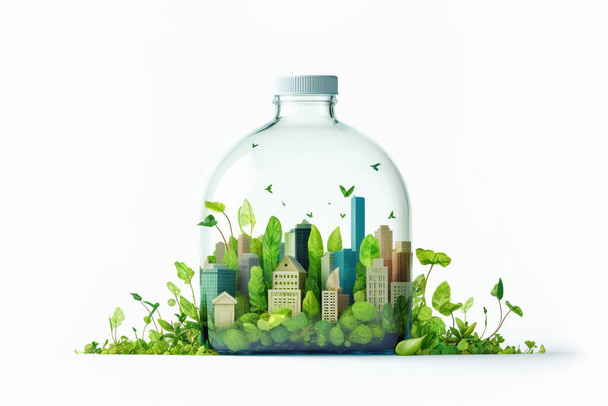 Una vida respetuosa con el medio ambiente: pequeños pasos hacia un futuro sostenible. ilustración 3D - Foto, Imagen