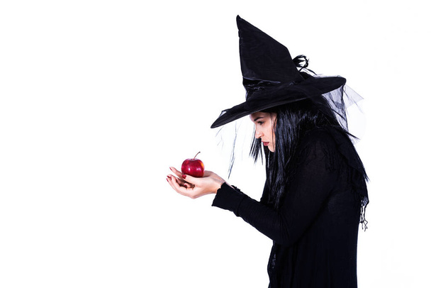 Evil Beautiful Witch With Poisoned Apple - Photo, Image