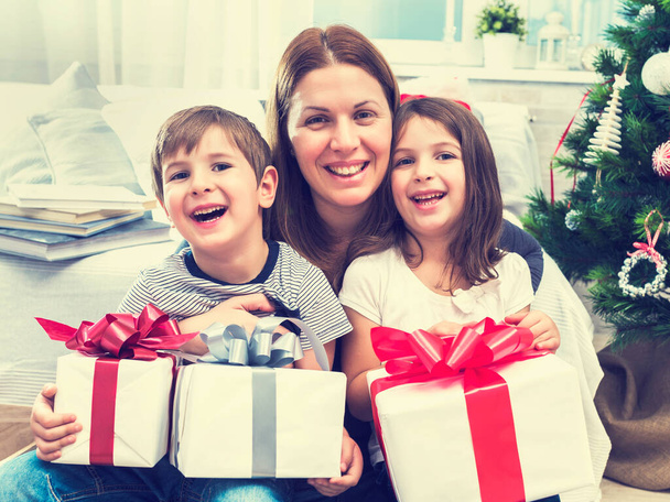 happy family with christmas gifts - Photo, Image