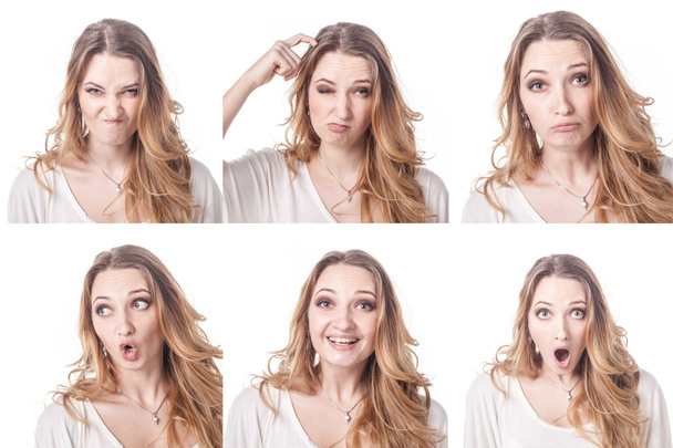 Collage de femmes différentes expressions faciales
 - Photo, image