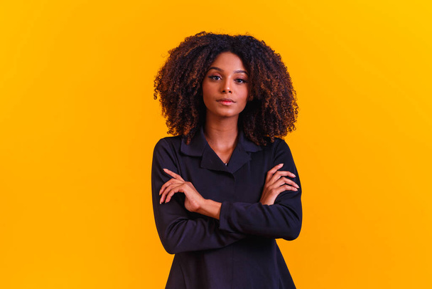 afro woman in pantsuit. Successful black woman, business woman. - Fotó, kép